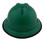 MSA Advance Full Brim Vented Hard hat with 4 point Ratchet Suspension Green - Front View