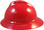 MSA Advance Full Brim Vented Hard hat with 6 point Ratchet Suspension Red - Left Side View