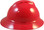 MSA Advance Full Brim Vented Hard hat with 6 point Ratchet Suspension Red - Right Side View