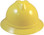 MSA Advance Full Brim Vented Hard hat with 6 point Ratchet Suspension Yellow - Front View
