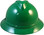 MSA Advance Full Brim Vented Hard hat with 6 point Ratchet Suspension Green - Front View