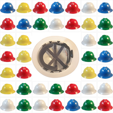 MSA Advance Full Brim Vented Hard Hats with 6 Point Ratchet Suspensions