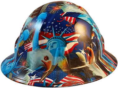Liberty and Freedom Hydro Dipped Hard Hats Full Brim Style  - Oblique View