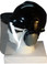 MSA V-Gard Cap Style hard hat with Clear Aluminum Bound Edges Faceshield, Hard Hat Attachment, and Earmuff - Black ~ Left Side View