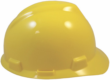 MSA V-Gard Cap Style with Fas Trac III Suspension - Yellow (Older Dates) Right Side View