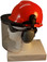 MSA V-Gard Cap Style hard hat with Clear Faceshield, Hard Hat Attachment, and Earmuff - Orange Left Side