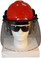MSA V-Gard Cap Style hard hat with Clear Faceshield, Hard Hat Attachment, and Earmuff - Orange Front