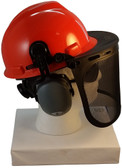 MSA V-Gard Cap Style hard hat with Pyramex Polycarbonate Mesh Faceshield - Orange 