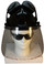 MSA V-Gard Cap Style hard hat with Standard Clear Faceshield Faceshield, Hard Hat Attachment, and Earmuff - Black - Front View Earmuffs Up