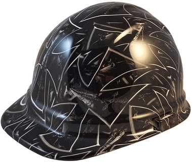 Maltese Cross and Skulls Hydro Dipped Cap Style Hard Hats - Oblique View