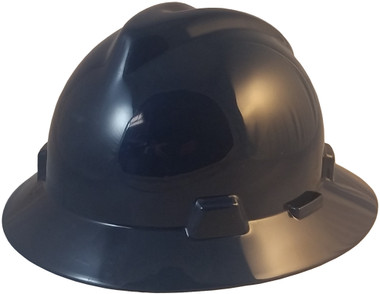 MSA V-Gard Full Brim Hard Hats with Staz On Suspensions Navy Blue  - Oblique View