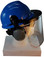 MSA V-Gard Cap Style hard hat with Clear Faceshield, Hard Hat Attachment, and Earmuff  - Down Position