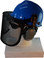 MSA V-Gard Cap Style hard hat with MSA V-Gard Cap Style hard hat with Pyramex Smoke Mesh Faceshield - Blue - Left Side