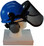 MSA V-Gard Cap Style hard hat with MSA V-Gard Cap Style hard hat with Pyramex Smoke Mesh Faceshield - Blue - Partway Up Position