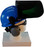 MSA V-Gard Cap Style hard hat with Dark Green Faceshield, Hard Hat Attachment, and Earmuff - Blue - Up Position