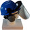 MSA V-Gard Cap Style hard hat with Pyramex Polycarbonate Clear Faceshield with Aluminum Bound Edges - Blue - Partway Up Position