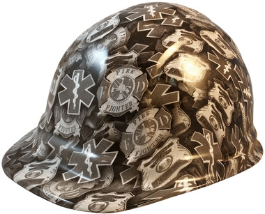 First Responder Hydro Dipped Cap Style Hard Hats - Oblique View