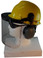 MSA V-Gard Cap Style hard hat with Clear Faceshield, Hard Hat Attachment, and Earmuff - Yellow
 - Left Side
