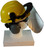 MSA V-Gard Cap Style hard hat with Clear Faceshield, Hard Hat Attachment, and Earmuff - Yellow - Partway Up Position