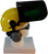MSA V-Gard Cap Style hard hat with Dark Green Faceshield, Hard Hat Attachment, and Earmuff - Yellow - Partway Up Position