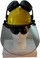 MSA V-Gard Cap Style hard hat with Pyramex Polycarbonate Clear Faceshield with Aluminum Bound Edges - Yellow - Front View Earmuffs Up