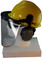 MSA V-Gard Cap Style hard hat with Pyramex Polycarbonate Clear Faceshield with Aluminum Bound Edges - Yellow - Left Side