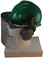 MSA V-Gard Cap Style hard hat with Clear Faceshield, Hard Hat Attachment, and Earmuff - Green - Left Side