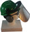 MSA V-Gard Cap Style hard hat with Clear Faceshield, Hard Hat Attachment, and Earmuff - Green - Partway Up Position