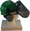 MSA V-Gard Cap Style hard hat with Smoke Mesh Faceshield, Hard Hat Attachment, and Earmuff - Green - Partway Up Position