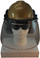 MSA V-Gard Cap Style hard hat with Polycarbonate Clear Faceshield, Hard Hat Attachment, and Earmuff - Gold - Front View Earmuffs Down