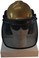 MSA V-Gard Cap Style hard hat with Smoke Mesh Faceshield, Hard Hat Attachment, and Earmuff - Gold - Front View Earmuffs Down