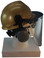 MSA V-Gard Cap Style hard hat with Pyramex Polycarbonate Clear Faceshield with Aluminum Bound Edges - Gold - Down Position