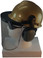 MSA V-Gard Cap Style hard hat with Pyramex Polycarbonate Clear Faceshield with Aluminum Bound Edges - Gold - Left Side