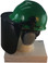 MSA V-Gard Cap Style hard hat with Dark Green Faceshield, Hard Hat Attachment, and Earmuff - Green - Left Side