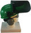 MSA V-Gard Cap Style hard hat with Dark Green Faceshield, Hard Hat Attachment, and Earmuff - Green - Up Position