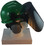 MSA V-Gard Cap Style hard hat with Dark Green Faceshield, Hard Hat Attachment, and Earmuff - Green - Partway Up Position