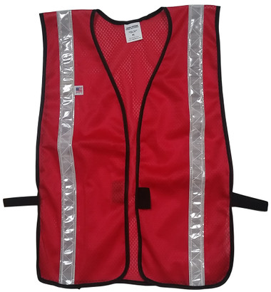 Dark Red Soft Mesh Vests with Silver Stripes