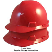 MSA Cap Style Large Jumbo Hard Hats with Fas-Trac Suspensions Red ~ Proportions Regular Size vs Jumbo Size