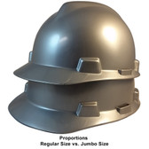MSA Cap Style Large Jumbo Hard Hats with Fas-Trac Suspensions Silver  - Proportions Regular Size vs Jumbo Size