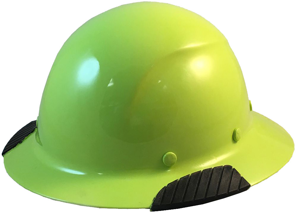 lime green full brim hard hat