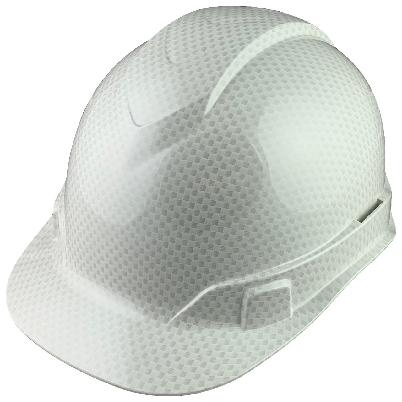 Cap Style Pyramex Ridgeline Hard Hat with Shiny White Graphite Pattern