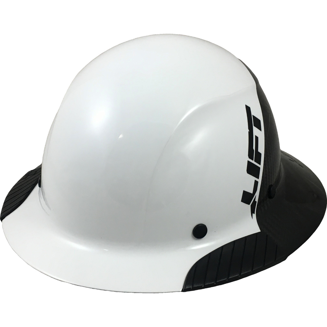 Actual Carbon Fiber Hard Hat Full Brim Glossy Black and White