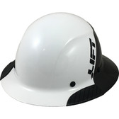 Actual Carbon Fiber Hard Hat - Full Brim Glossy Black and White - Oblique View