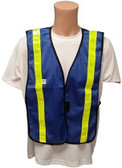 Soft Mesh Royal Blue Vests with Silver Stripes - Front View