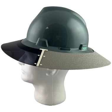MSA Full Brim V-Guard Hard Hat with Sun Shield - Gray