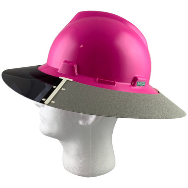 MSA Full Brim V-Guard Hard Hat with Sun Shield - Pink