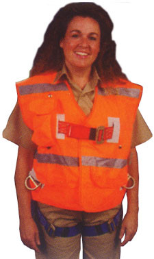 Ell River 3 D-Ring Harness Universal Size with Orange Outside Vest  - Supplemental View