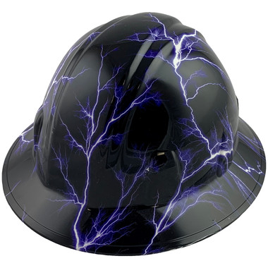 Lightning Storm Style Full Brim Hydro Dipped Hard Hats - Oblique View
