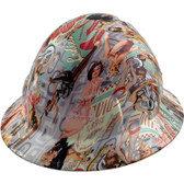 Vintage Pin Up Girls Design Full Brim Hydro Dipped Hard Hats - Oblique View