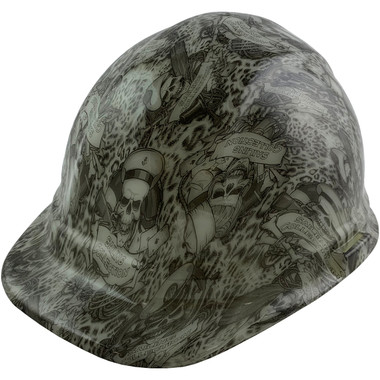 GLOW IN THE DARK Skeleton Sailors Style Cap Style Hydro Dipped Hard Hats - Oblique View